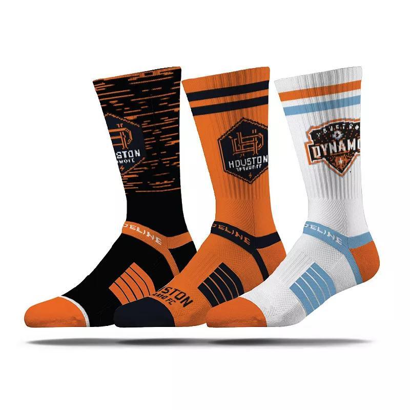 Mens Strideline Houston Dynamo FC Premium 3-Pack Knit Crew Socks Set Product Image