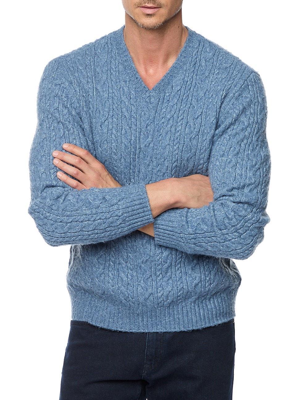 Men's Anson V-Neck Cable Knit Sweater Product Image