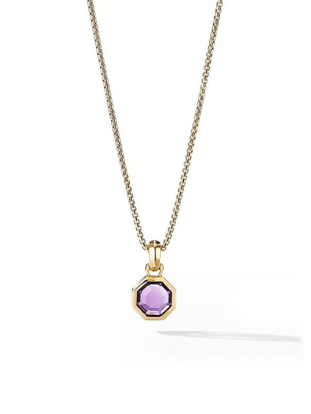 Womens Octagon Cut Amulet in 18K Yellow Gold with Amethyst, 13MM Product Image