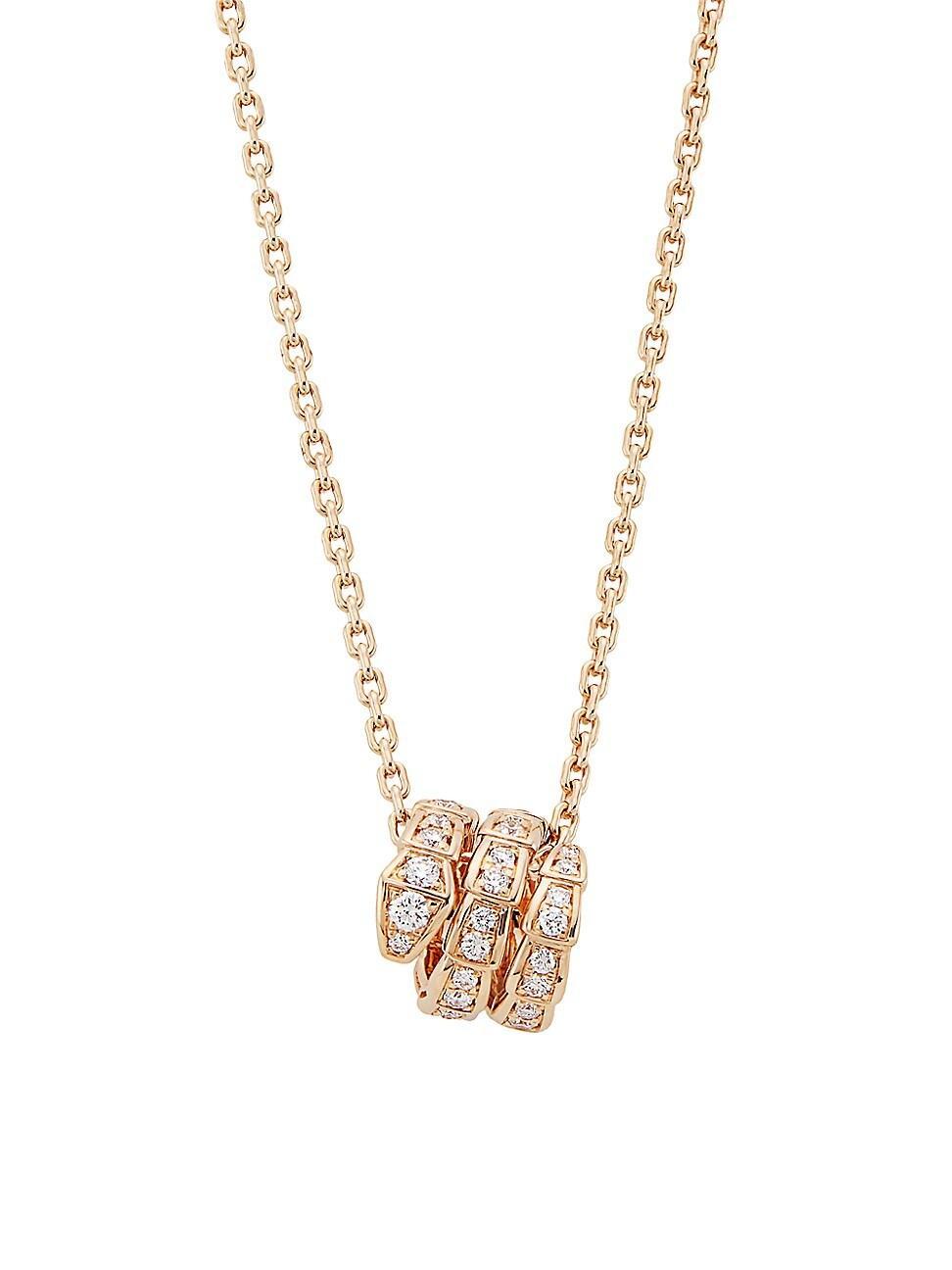 Womens Serpenti Viper 18K Rose Gold & Pav Diamond Pendant Necklace Product Image