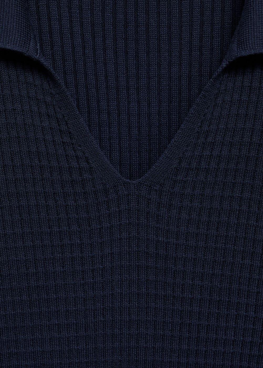 Mango Mens Ribbed Knit Polo Shirt Product Image