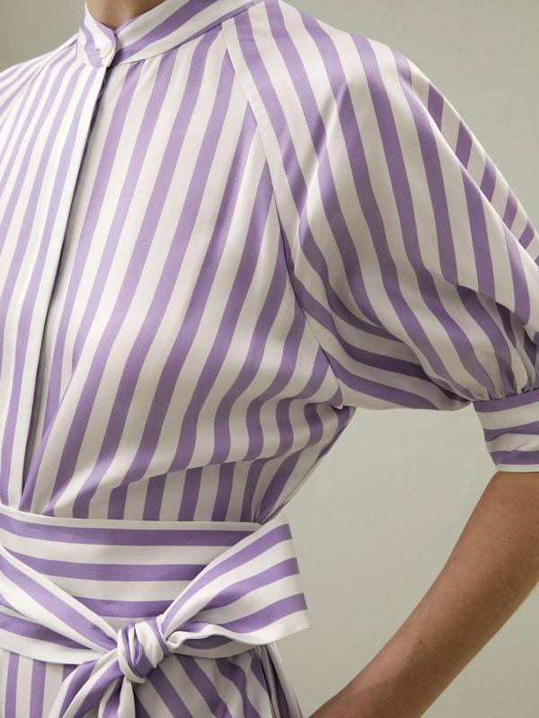 Lavender Striped Silk Shirtdress Product Image