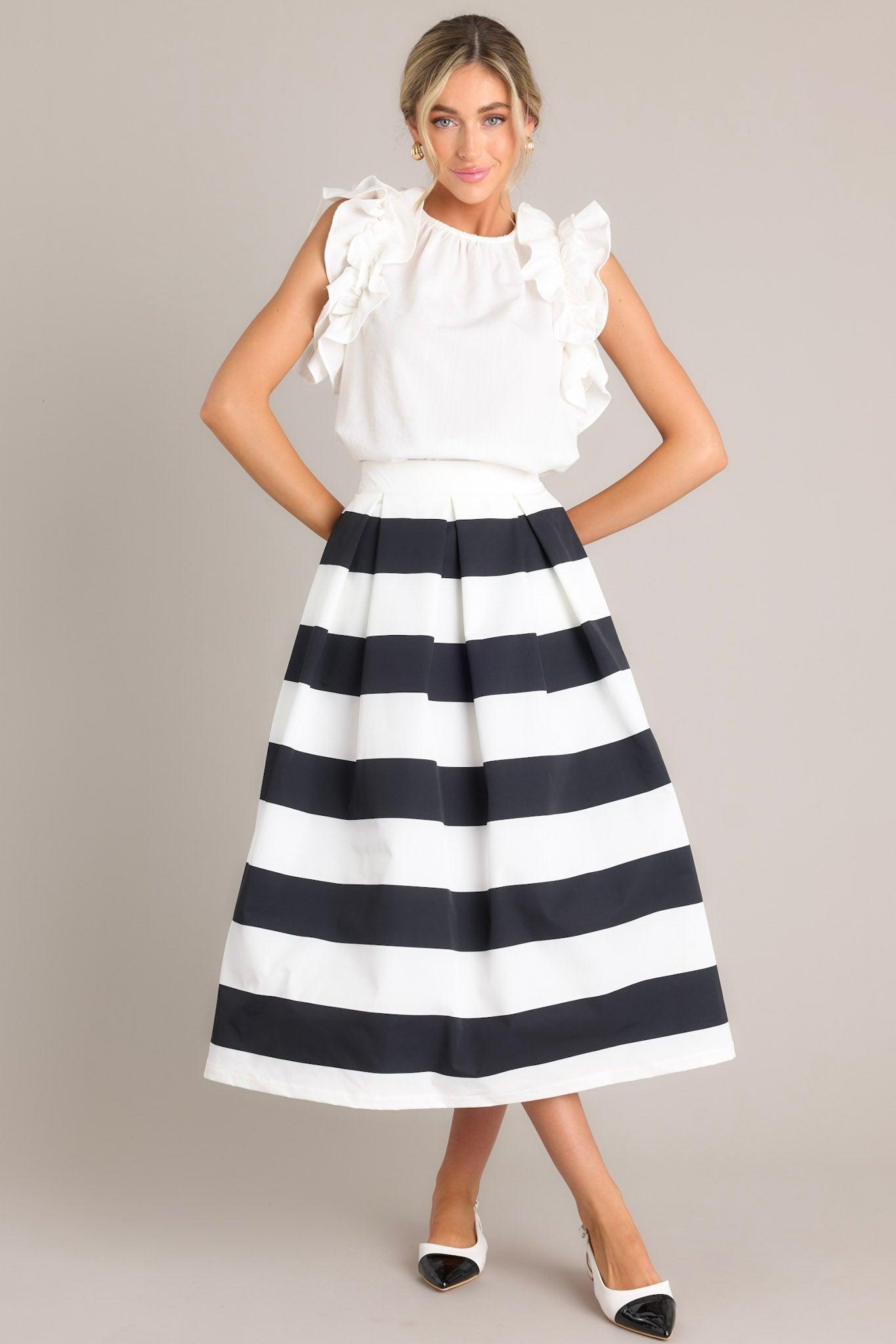 Memories in Focus Black & White Midi Skirt Product Image