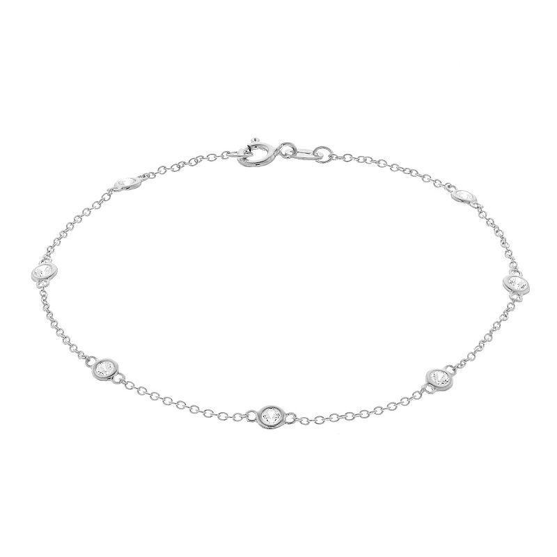 Rosabella Sterling Silver Cubic Zirconia Station Bracelet, Womens Product Image