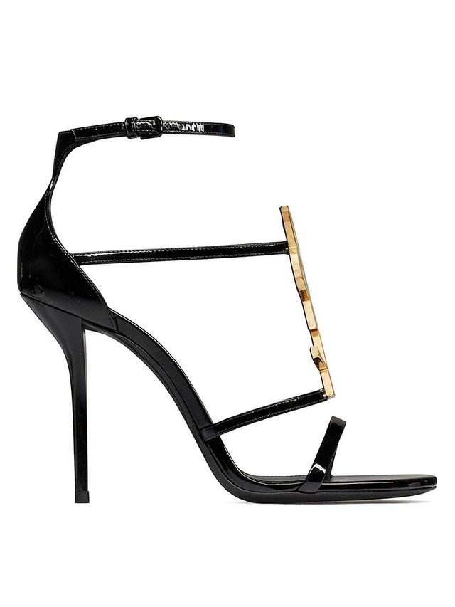 Womens Cassandra Sandals In Patent Leather With Gold-tone Monogram Product Image