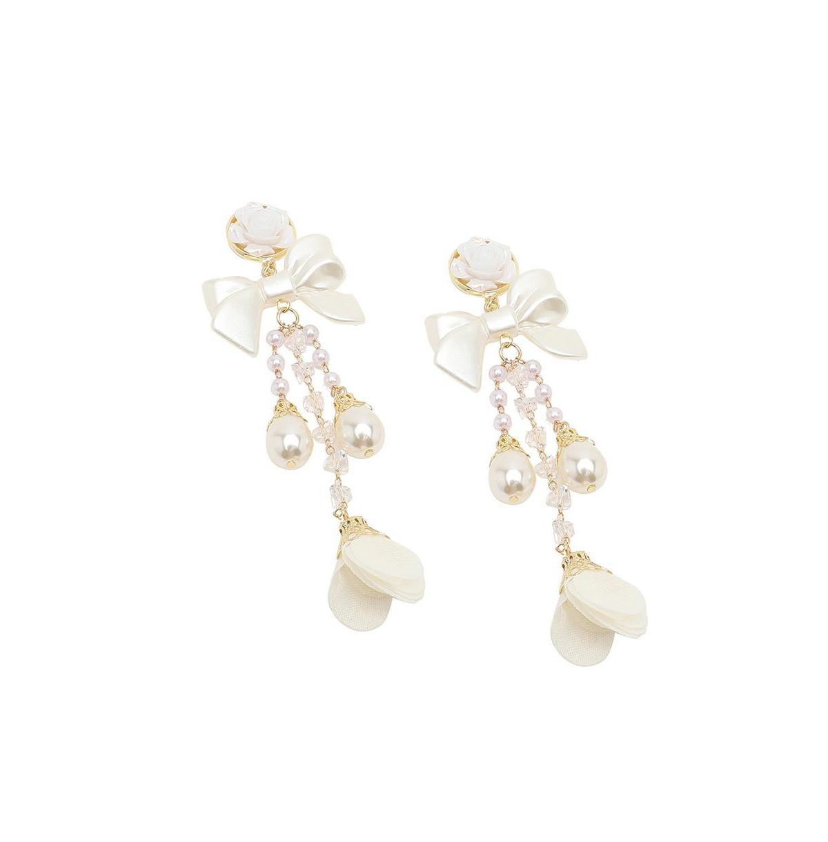 Sohi Womens White Flora Drop Earrings Product Image