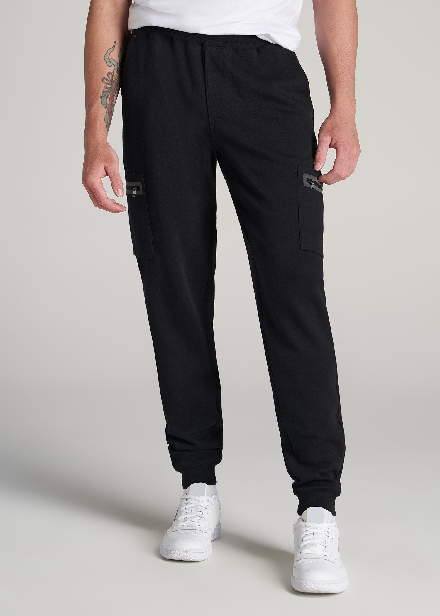 Utility Cargo Joggers for Tall Men in Black Product Image