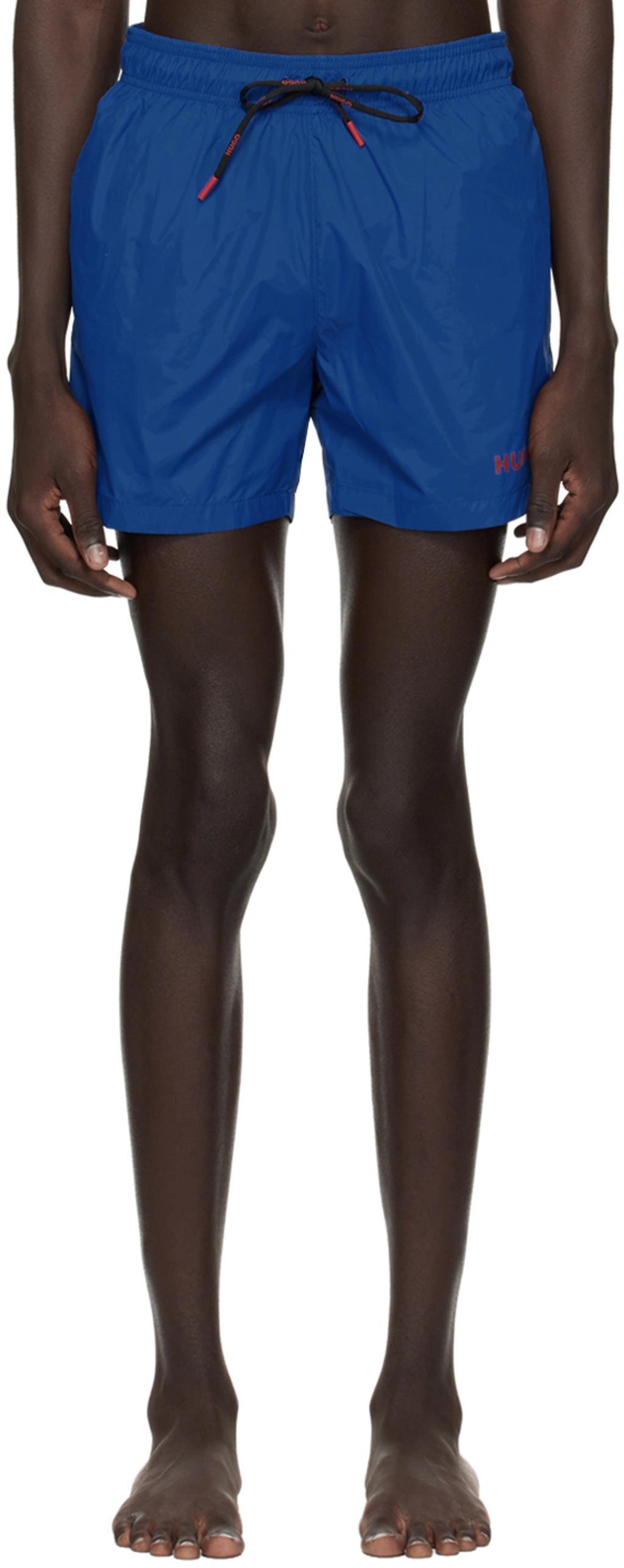 HUGO BOSS Blue Drawstring Swim Shorts In Medium Blue 420 Product Image