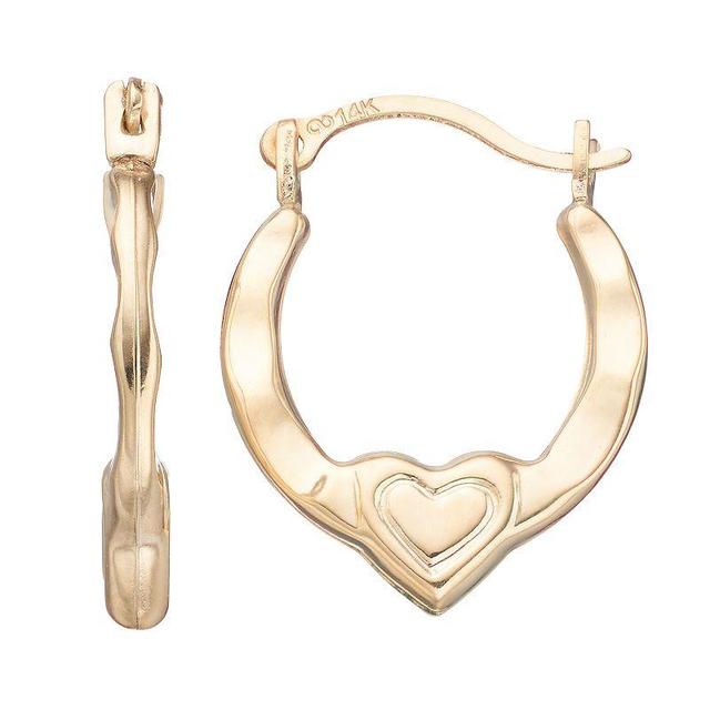 Taylor Grace 10k Gold Heart Hoop Earrings, Womens Product Image