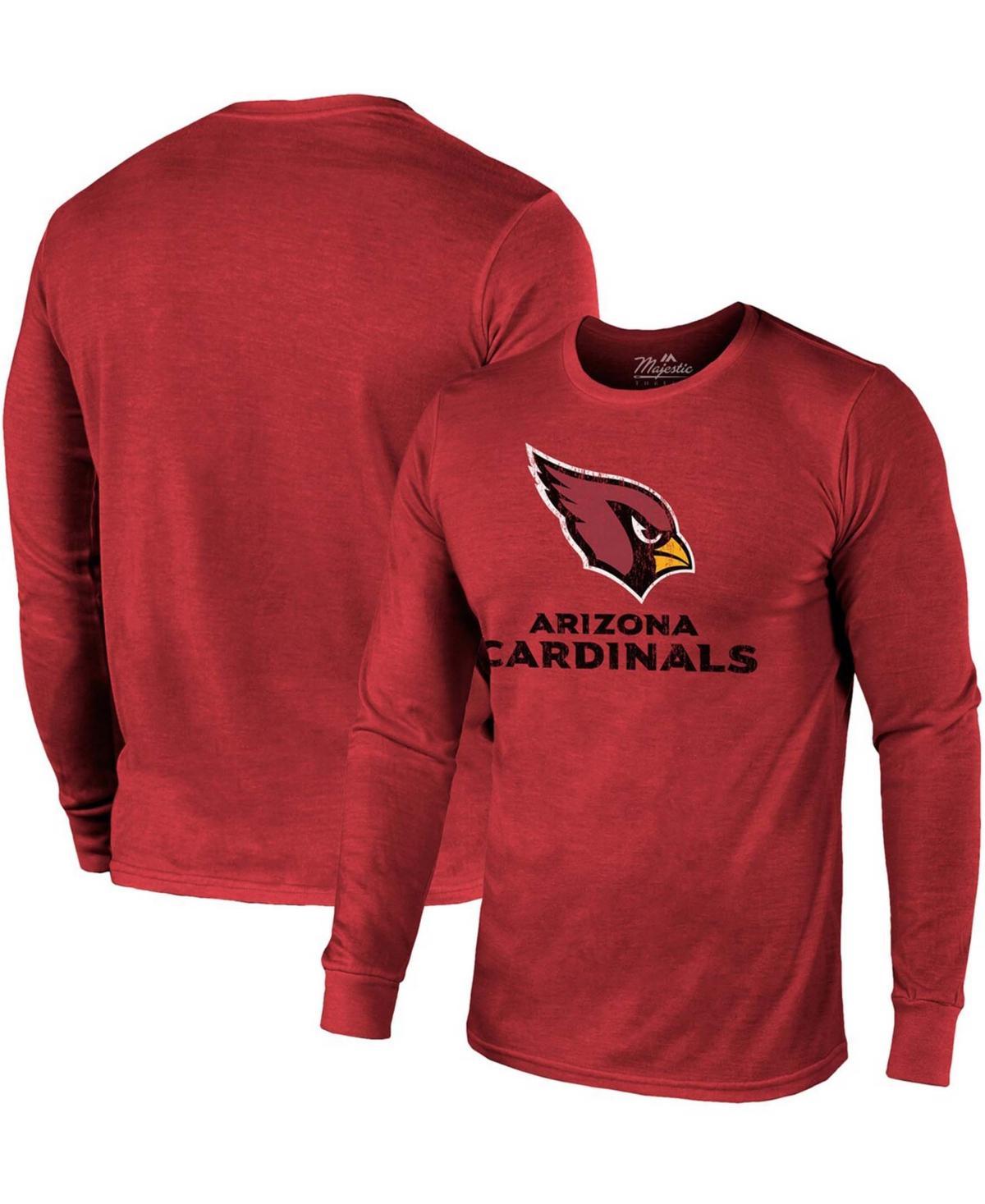 Arizona Cardinals Majestic Threads Lockup Tri-Blend Long Sleeve T-Shirt - Cardinal, Mens Product Image