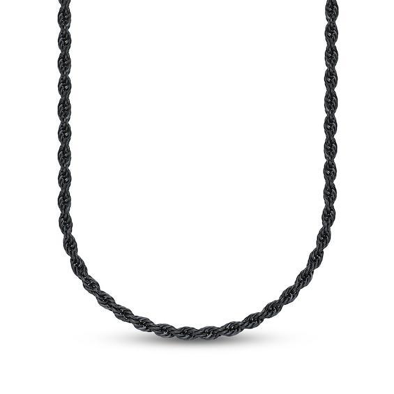 Men's 6.0mm Rope Chain Necklace in Solid Stainless Steel with Black IP - 20" Product Image