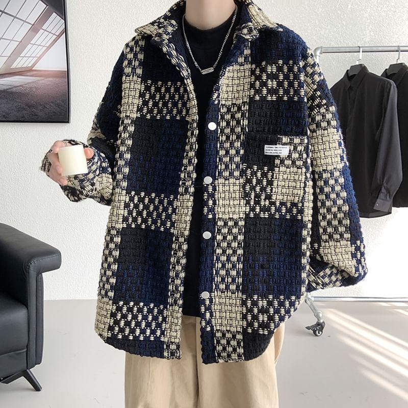 Plaid Pocket Detail Oversized Shacket Product Image