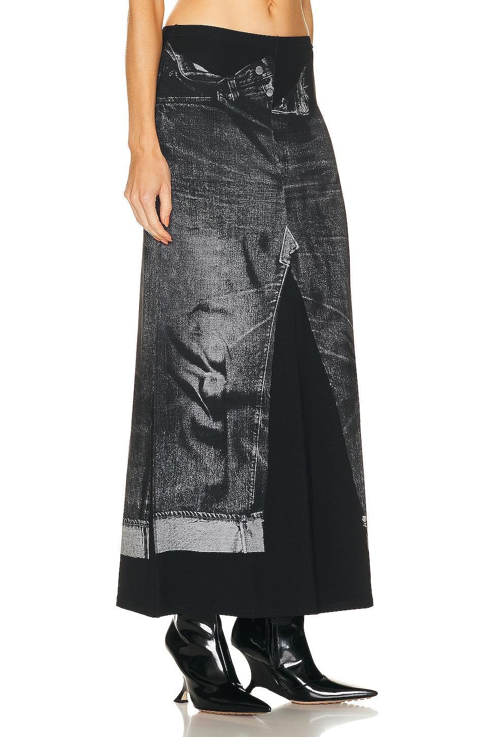 Jean Paul Gaultier Trompe L'oeil Flag Label Long Skirt Black. (also in ). Product Image