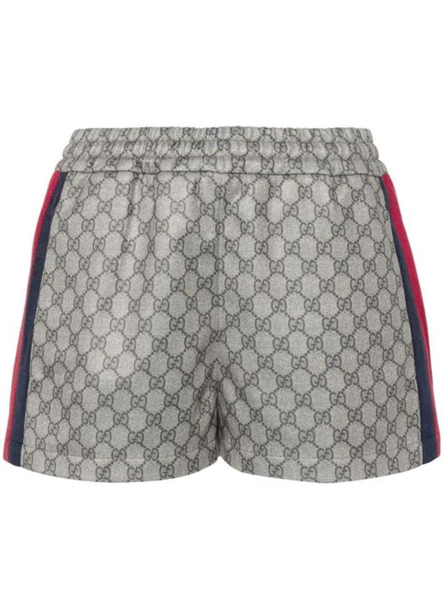 Web-stripe Logo-motif Shorts In Neutrals Product Image