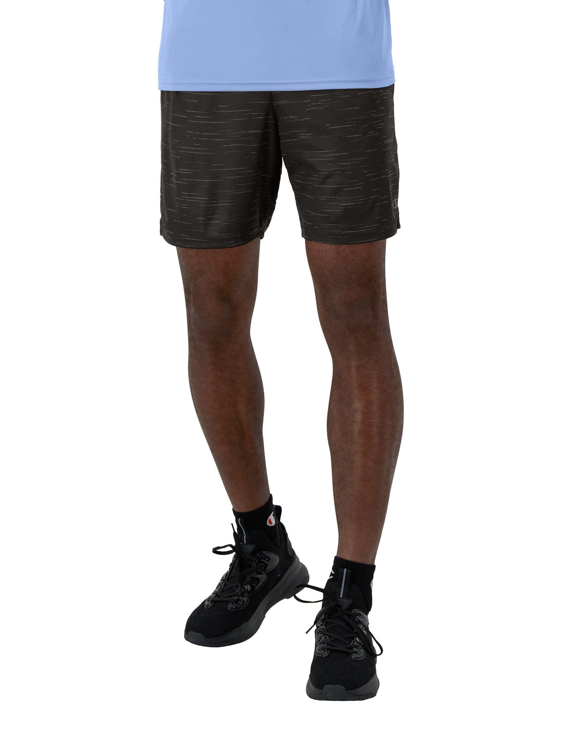 Mens Champion Sport Shorts, Moisture Wicking, Allover Print, 7 Swipe Texture Cool Slate Gray XL Product Image