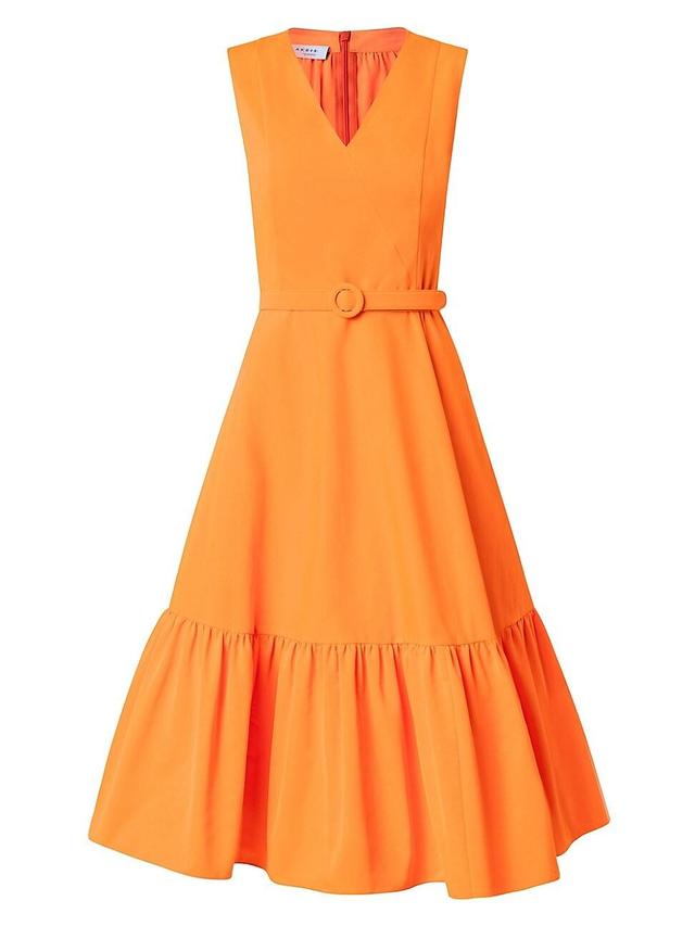 Cotton-Blend V-Neck Midi-Dress Product Image