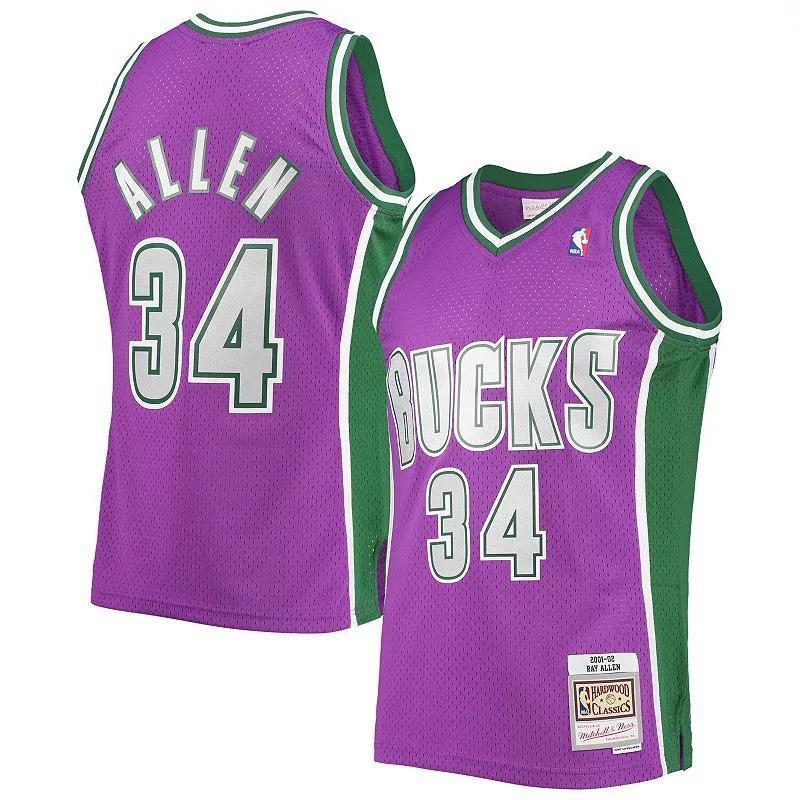 Mens Mitchell & Ness Ray Allen Milwaukee Bucks Hardwood Classics Swingman Jersey Product Image