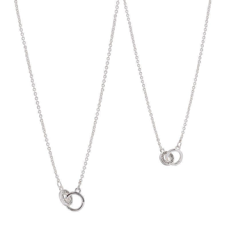 FAO Schwarz Silver Tone Interlocking Ring Mommy & Me Duo Necklace Set, Womens Product Image