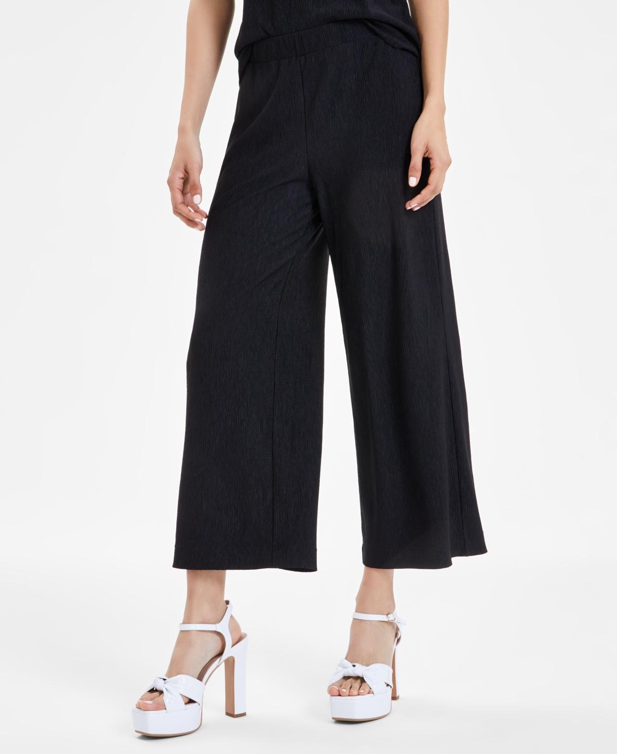 Bar Iii Womens Wide-Leg Cropped Pull-On Pants, Created for Macys Product Image