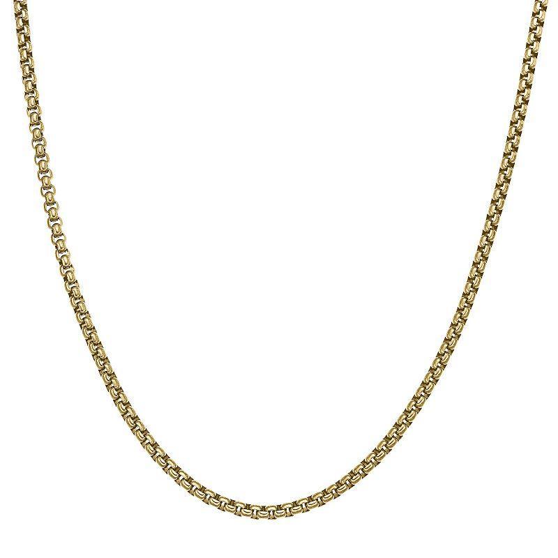 Mens LYNX Stainless Steel Round Box Chain Necklace Gold Tone Product Image