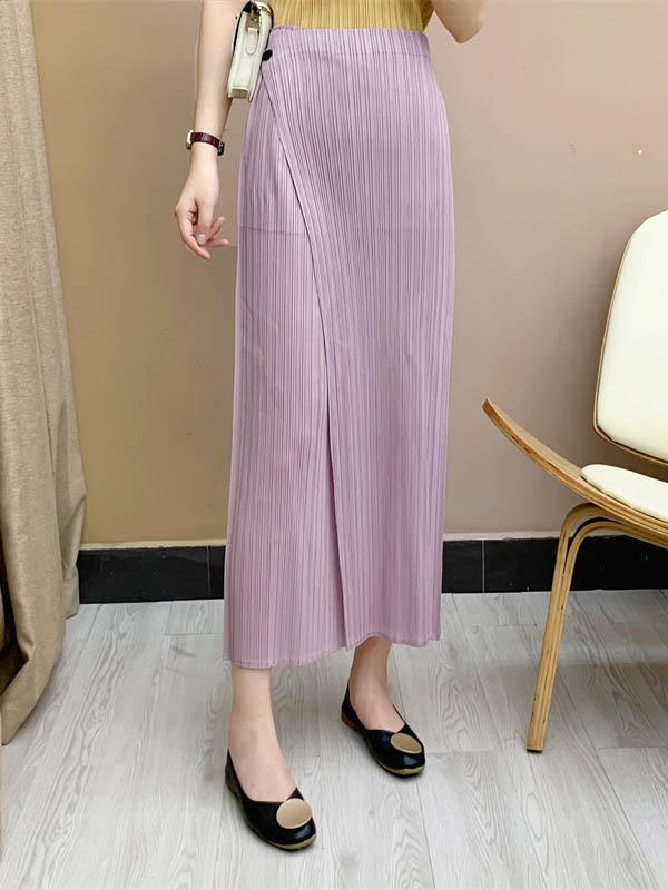 Column Irregularity Pleated Solid Color Casual Pants Bottoms product image