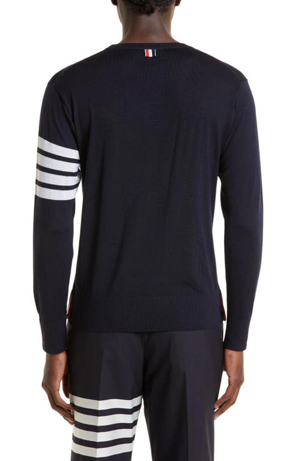 Four-bar Merino Wool Sweater In Blue Product Image