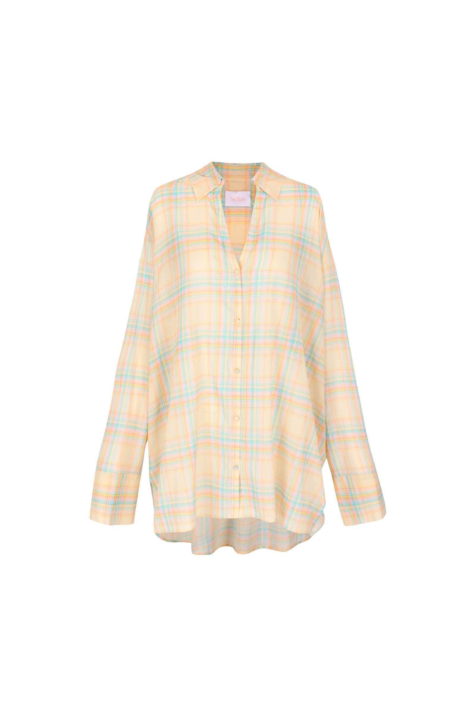 The Banana Plaid Beach Blouse Product Image