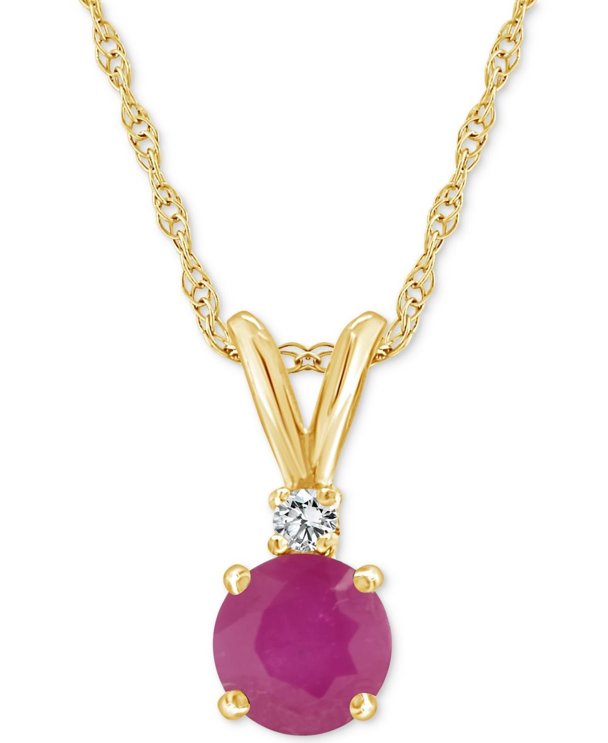 Celebration Gems 14k Gold Ruby & Diamond Accent Pendant Necklace, Womens Product Image