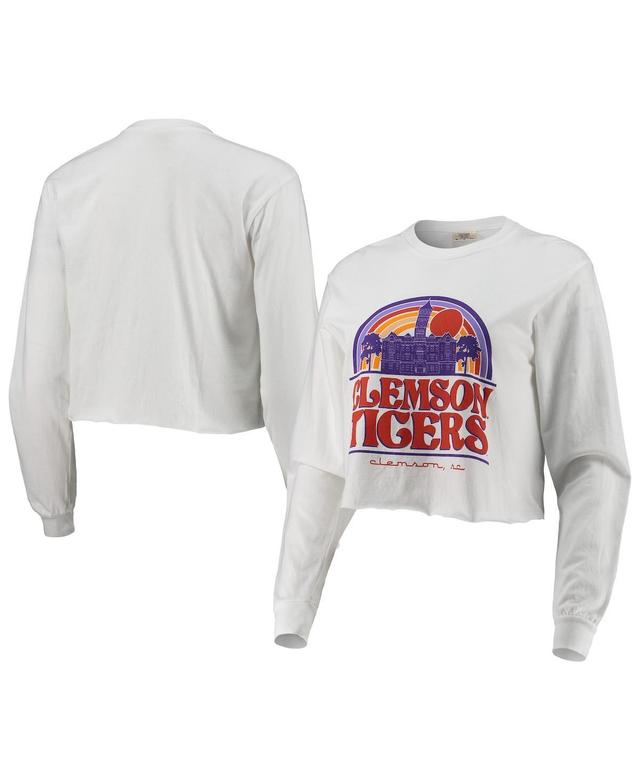 Womens Clemson Tigers Retro Campus Crop Long Sleeve T-Shirt Product Image