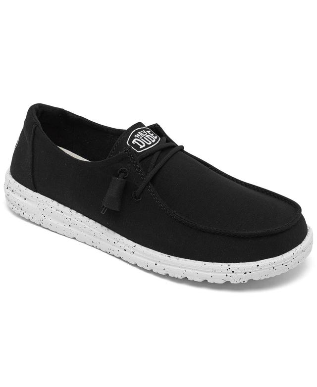 Hey Dude Womens Wendy Slub Canvas Casual Moccasin Sneakers from Finish Line - Black Product Image