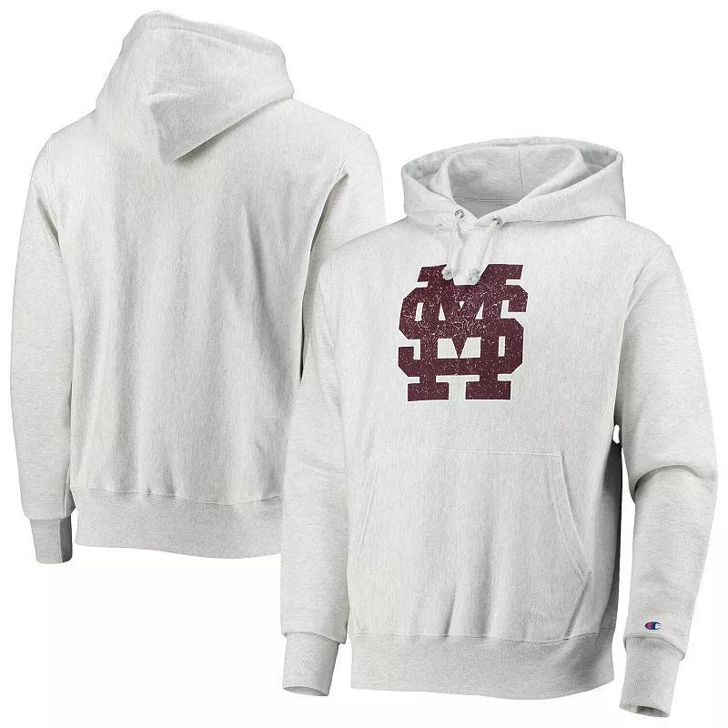 Mens Champion Heathered Gray Mississippi State Bulldogs Team Vault Logo Reverse Weave Pullover Hoodie Product Image