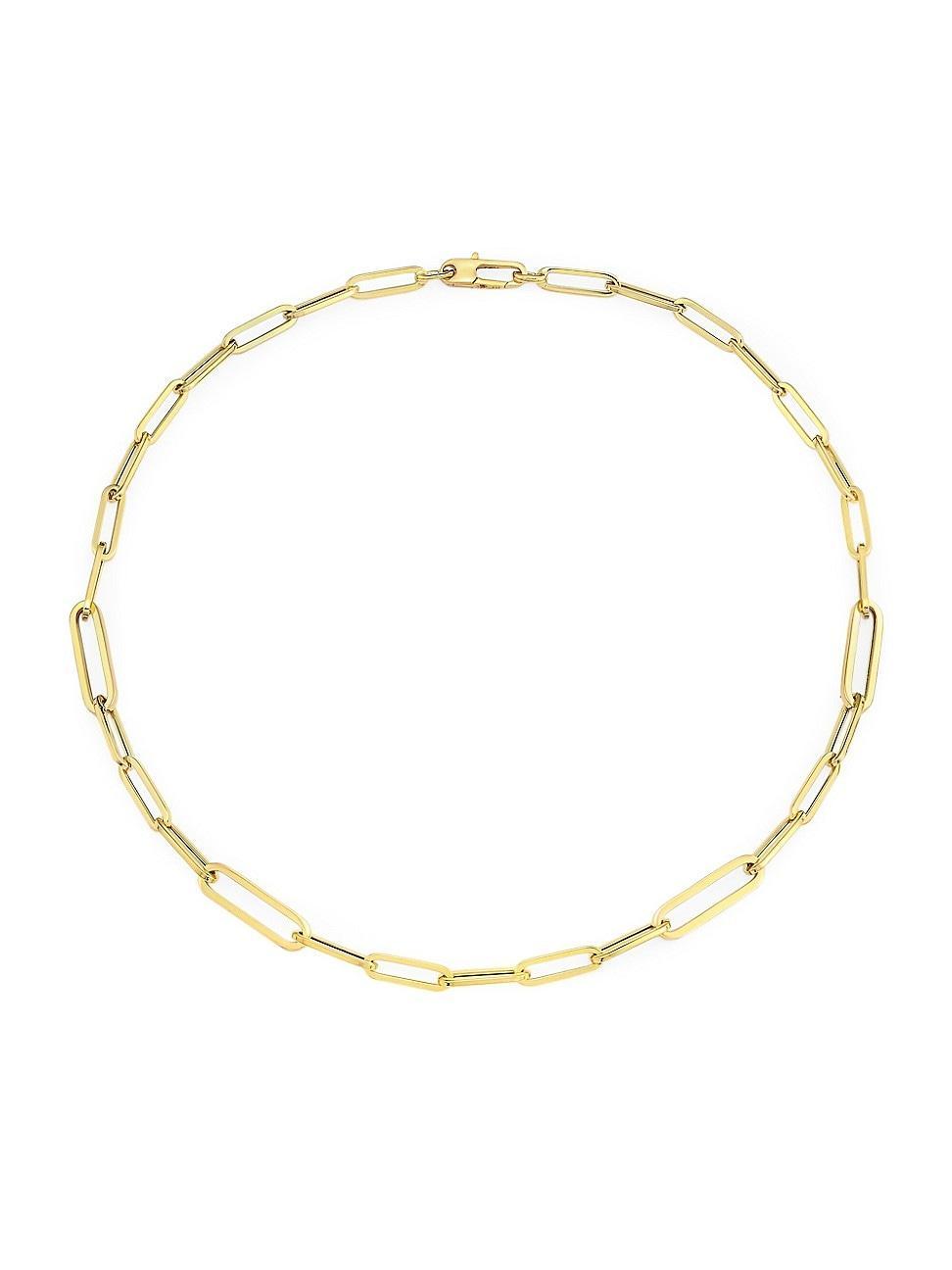 Womens 18K Yellow Gold Oval Paper Clip Chain Necklace, 17 Product Image