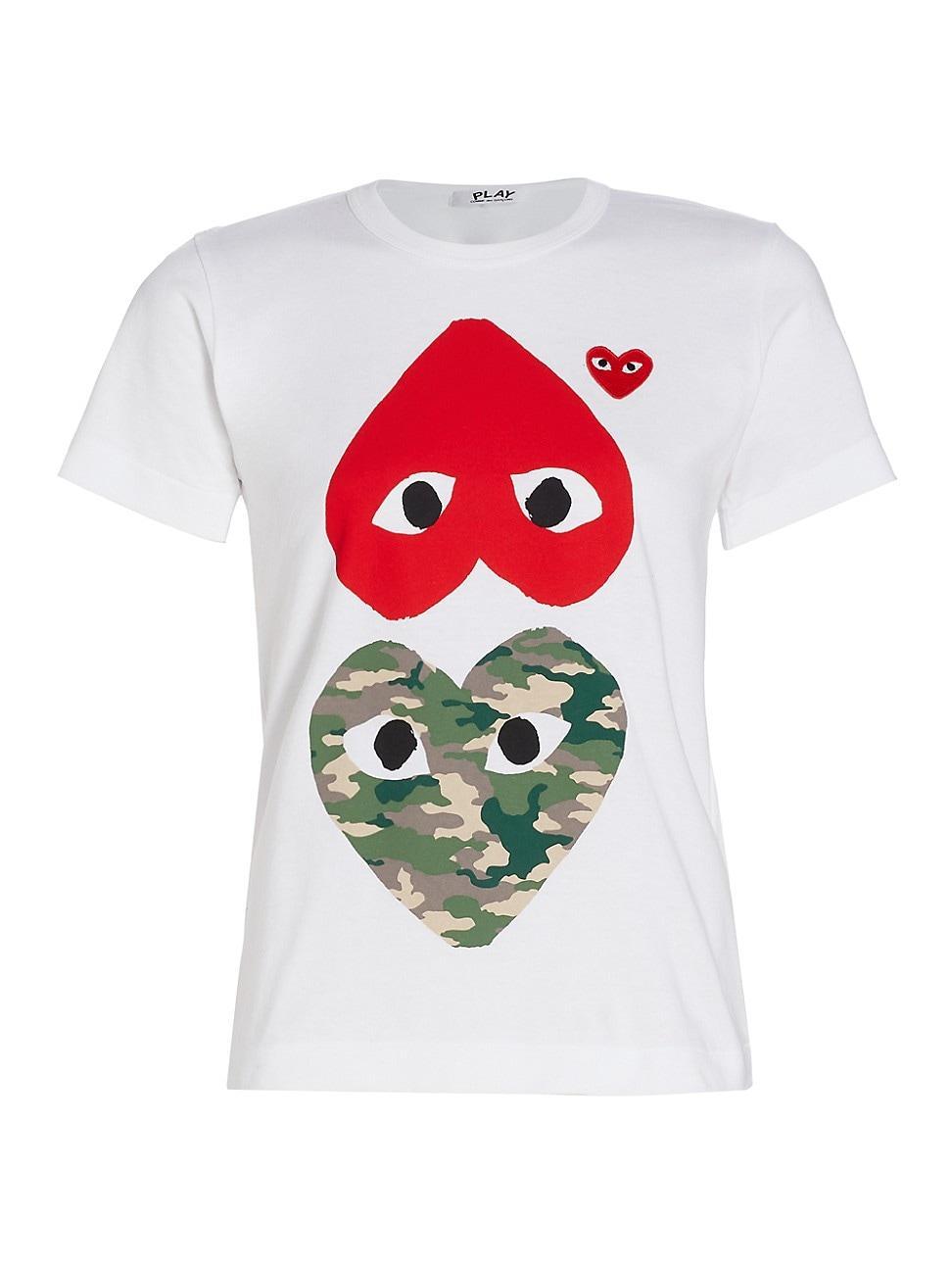 Womens Camouflage-Heart-Print Cotton Jersey T-Shirt Product Image