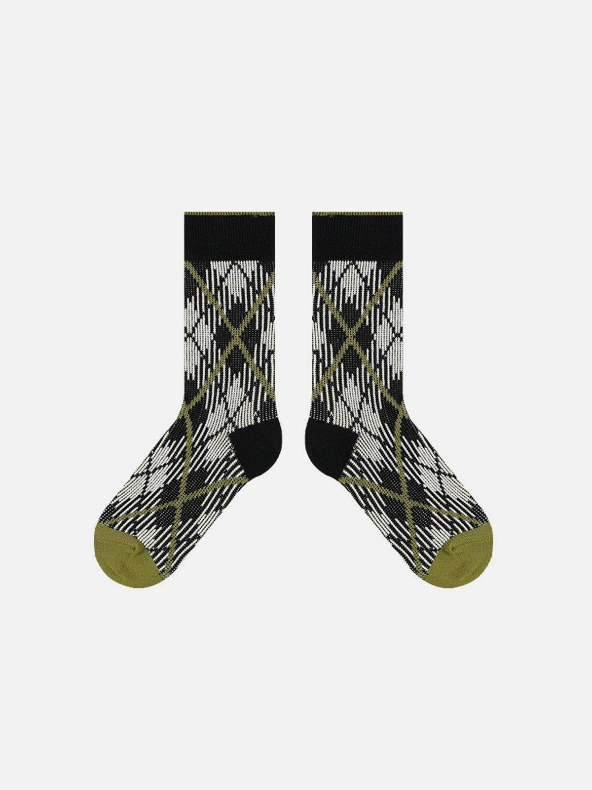 Vintage Stripe Plaid Socks Product Image