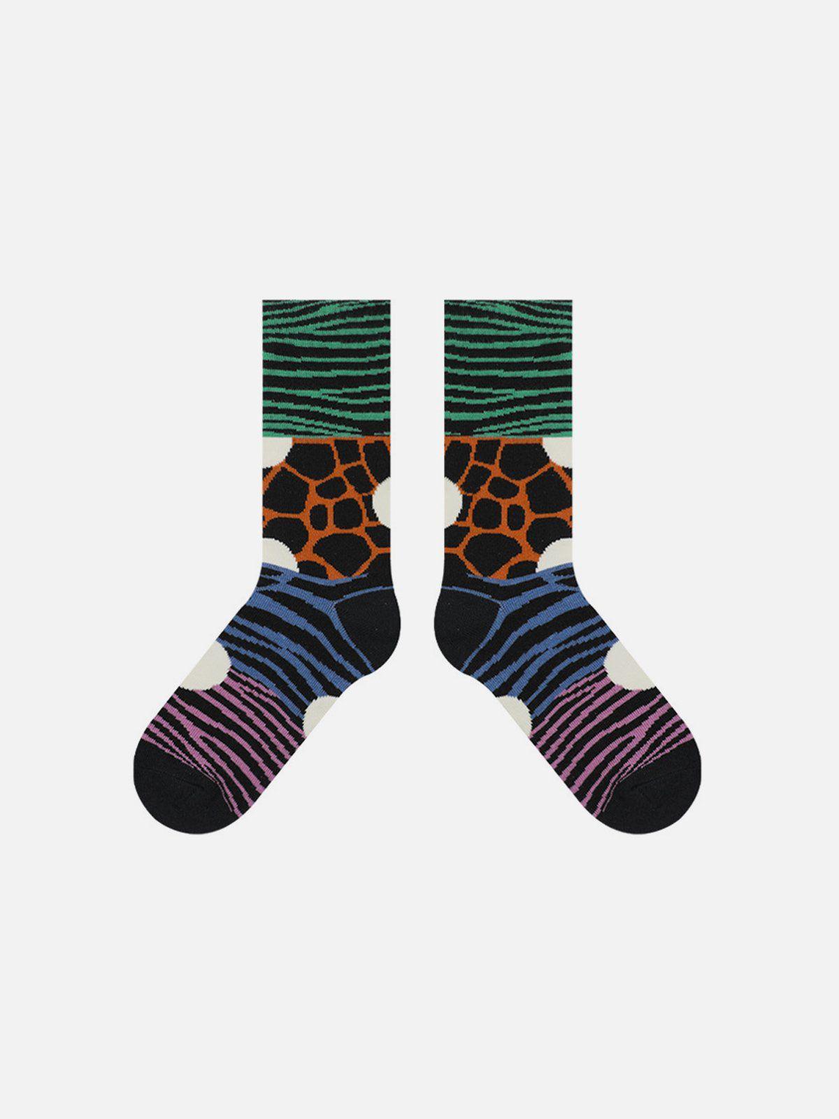 Leopard Print Patchwork Socks Product Image