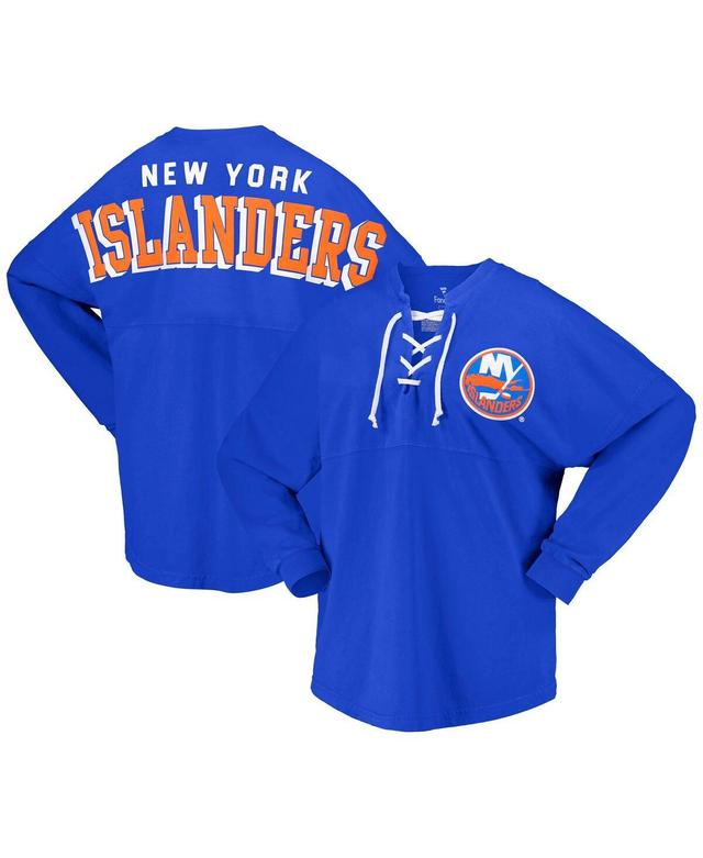 Womens Fanatics Branded Royal New York Islanders Spirit Lace-Up V-Neck Long Sleeve Jersey T-Shirt Product Image