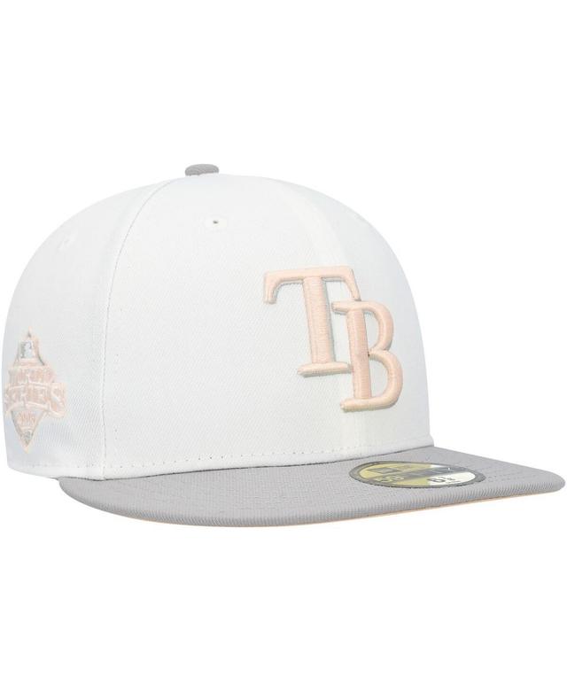 Mens New Era /Gray Tampa Bay Rays 2008 World Series Side Patch Undervisor 59FIFTY Fitted Hat Product Image