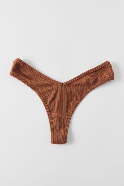 Out From Under Ribbed V Thong Womens at Urban Outfitters Product Image