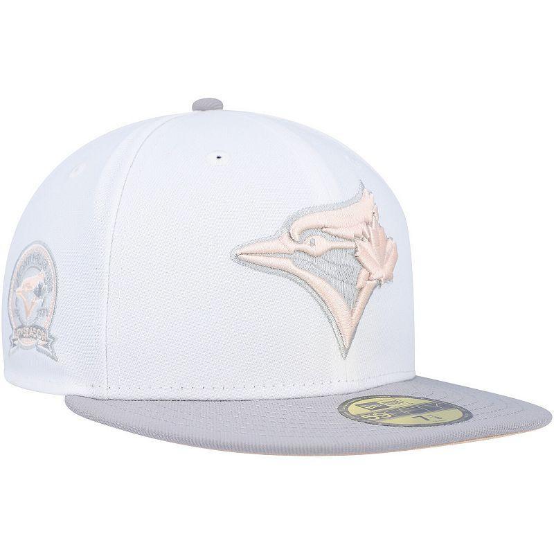 Mens New Era White/Gray Toronto Blue Jays 40th Anniversary Side Patch Peach Undervisor 59FIFTY Fitted Hat Product Image