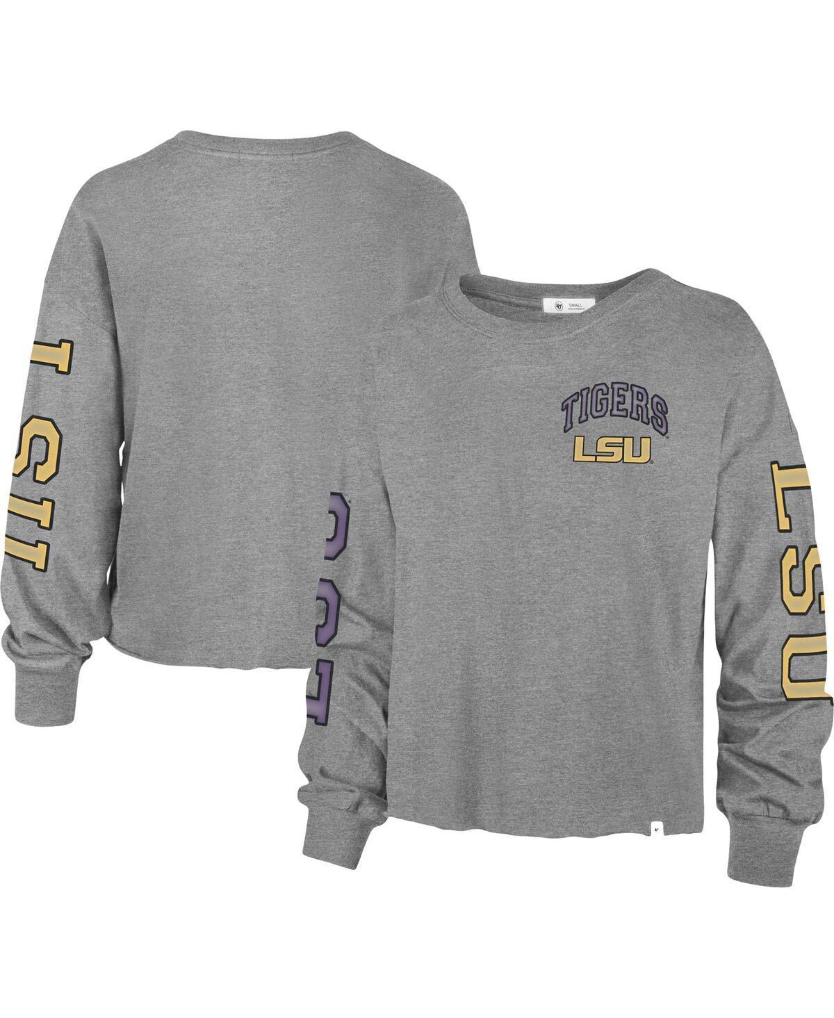 Womens 47 Heathered Gray Lsu Tigers Ultra Max Parkway Long Sleeve Cropped T-shirt Product Image