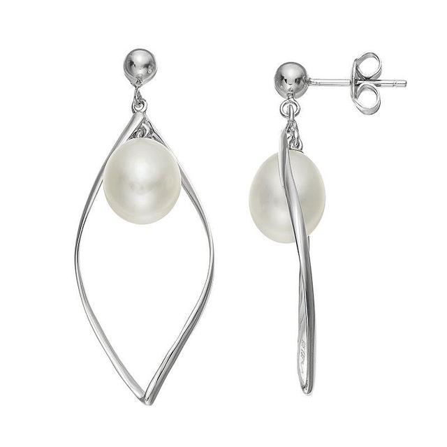 Sterling Silver Freshwater Cultured Pearl Marquise Drop Earrings, Womens, White Product Image