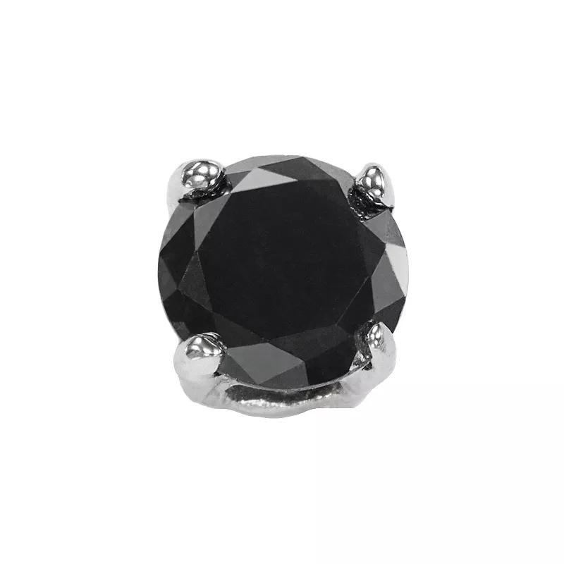 Stainless Steel 1/4 Carat T.W. Black Diamond Stud - Single Earring, Womens Product Image