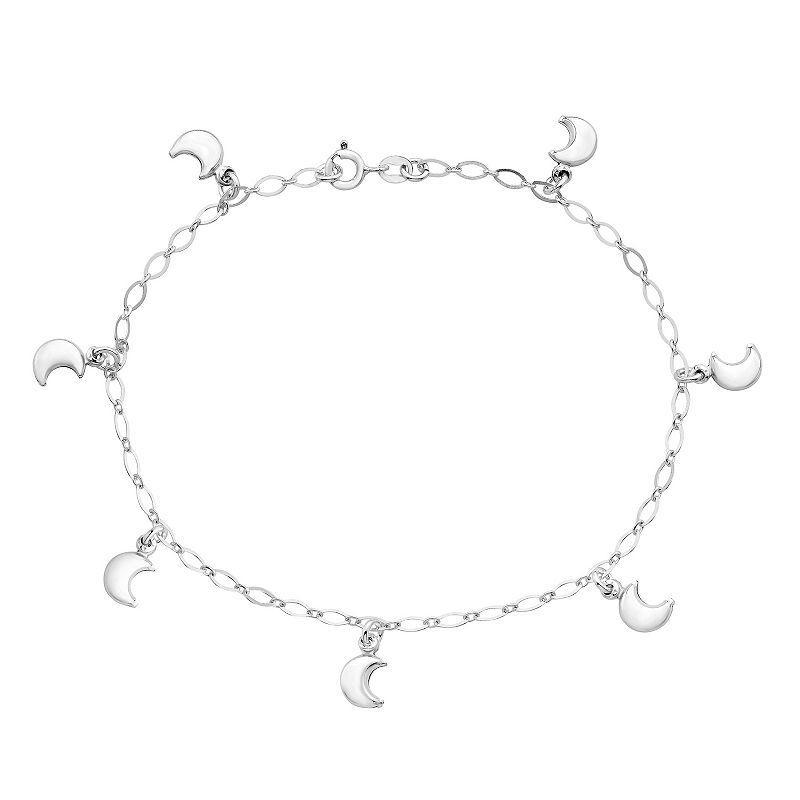 Sterling Silver Moon Anklet, Womens Product Image