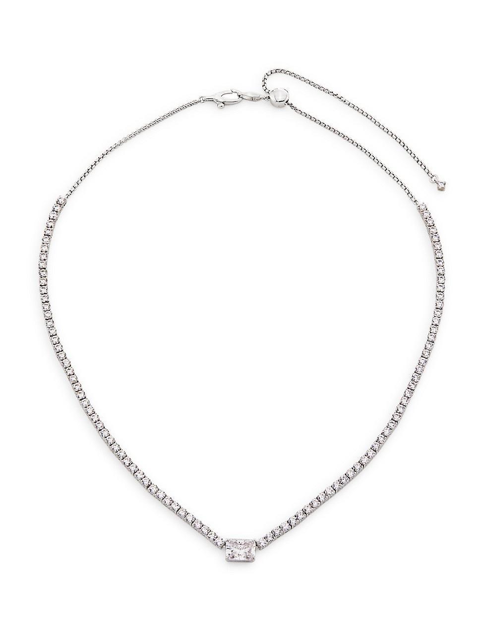 Womens Tennis Sterling Silver & Cubic Zirconia Necklace Product Image