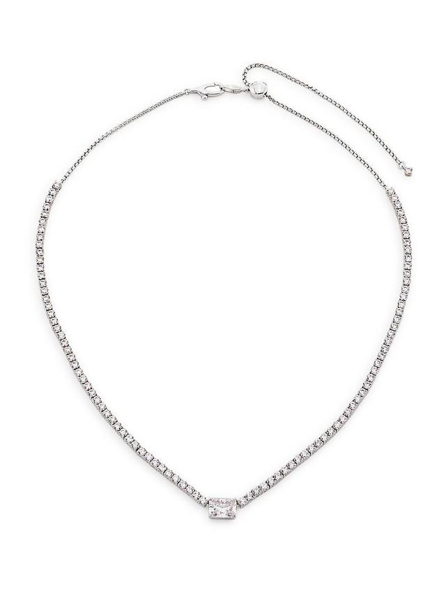 Womens Tennis Sterling Silver & Cubic Zirconia Necklace Product Image