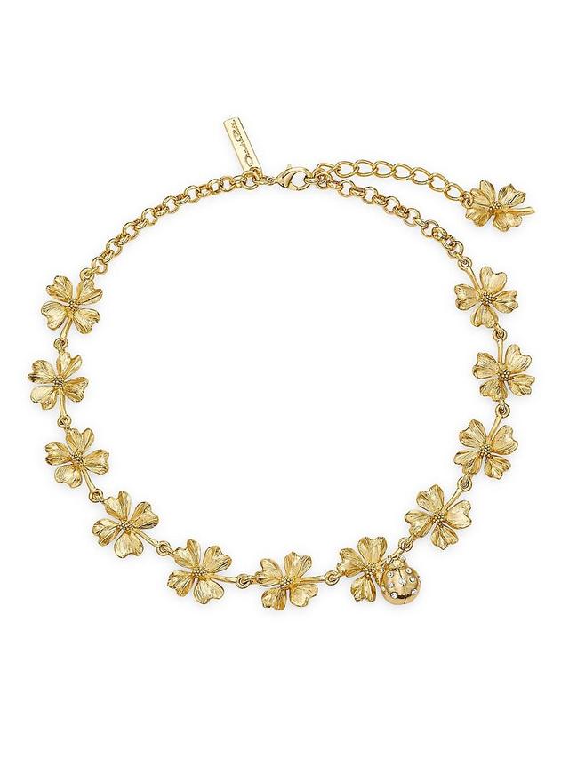 Womens Goldtone & Glass Crystal Four-Leaf Clover Necklace Product Image