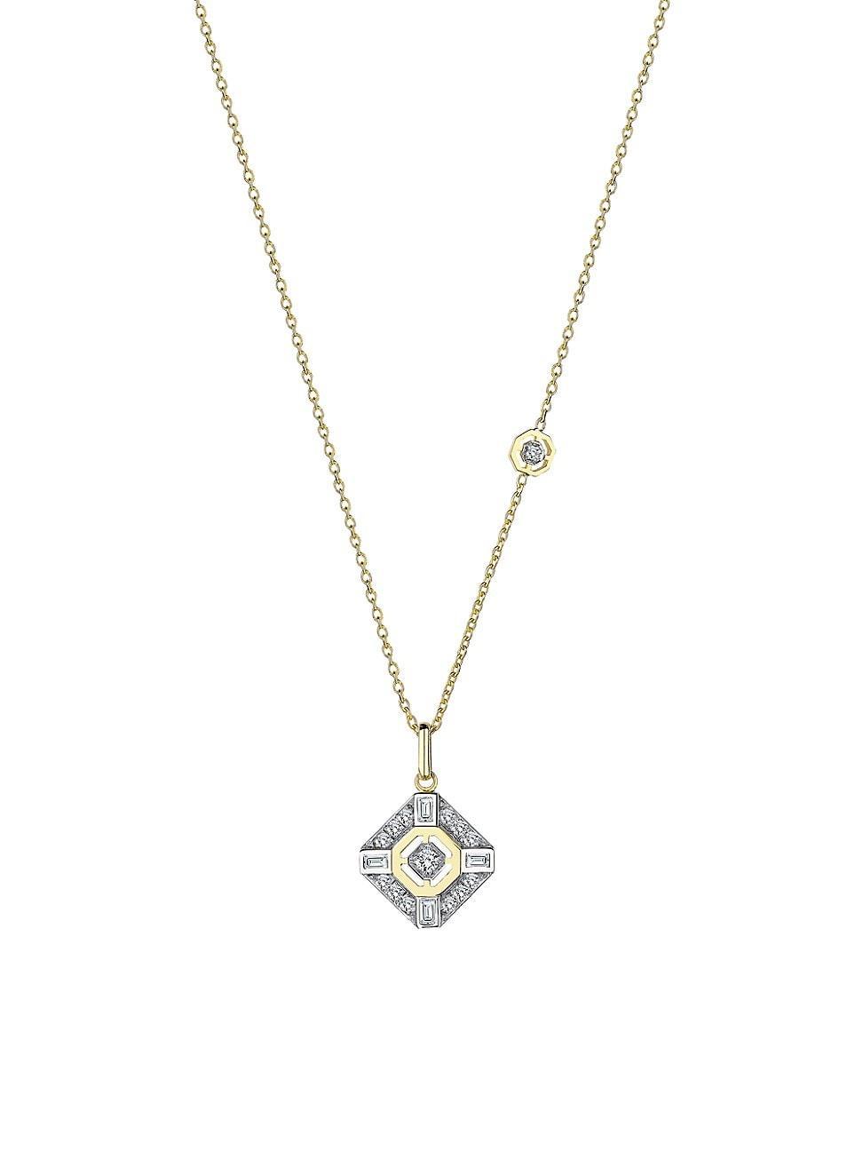 Womens Focus Two-Tone 14K Gold & 0.32 TCW Diamond Pendant Necklace Product Image