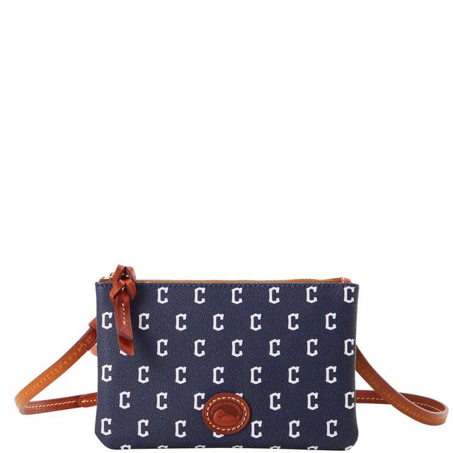 Dooney & Bourke Womens MLB Guardians Top Zip Crossbody Coated Cotton Shoulder Bag in Navy Product Image