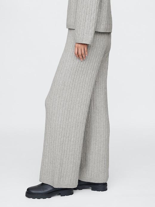 CashSoft Cable-Knit Sweater Pants Product Image