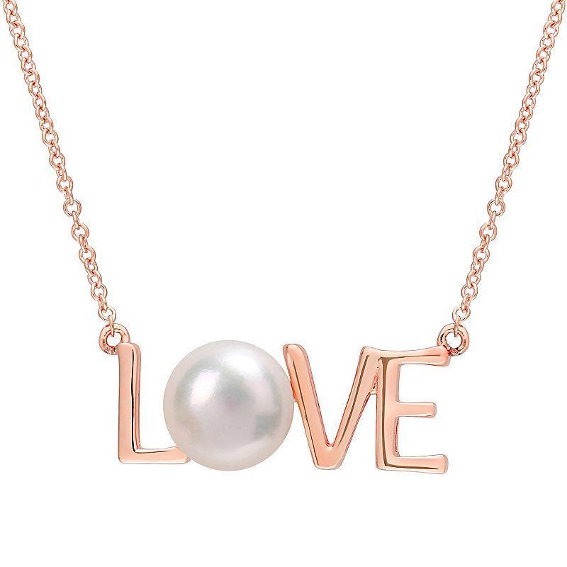 Stella Grace 10k Rose Gold Freshwater Cultured Pearl Love Necklace, Womens Product Image